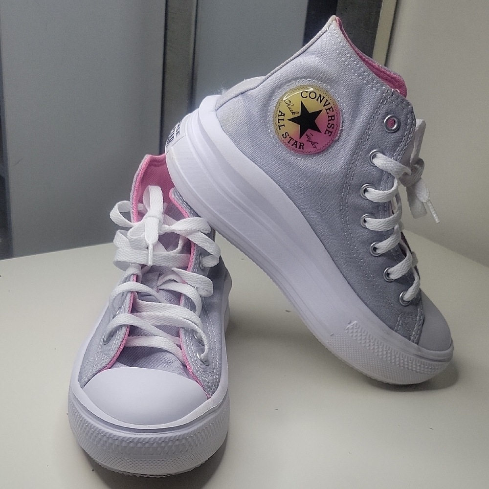 Converse Gray and Pink High-Top Sneakers Sz3